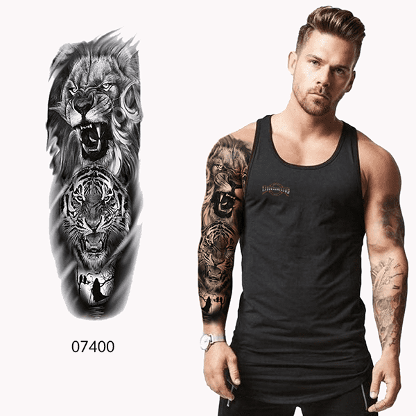 Ajutine-tattoo-lõvi-ja-tiigriga